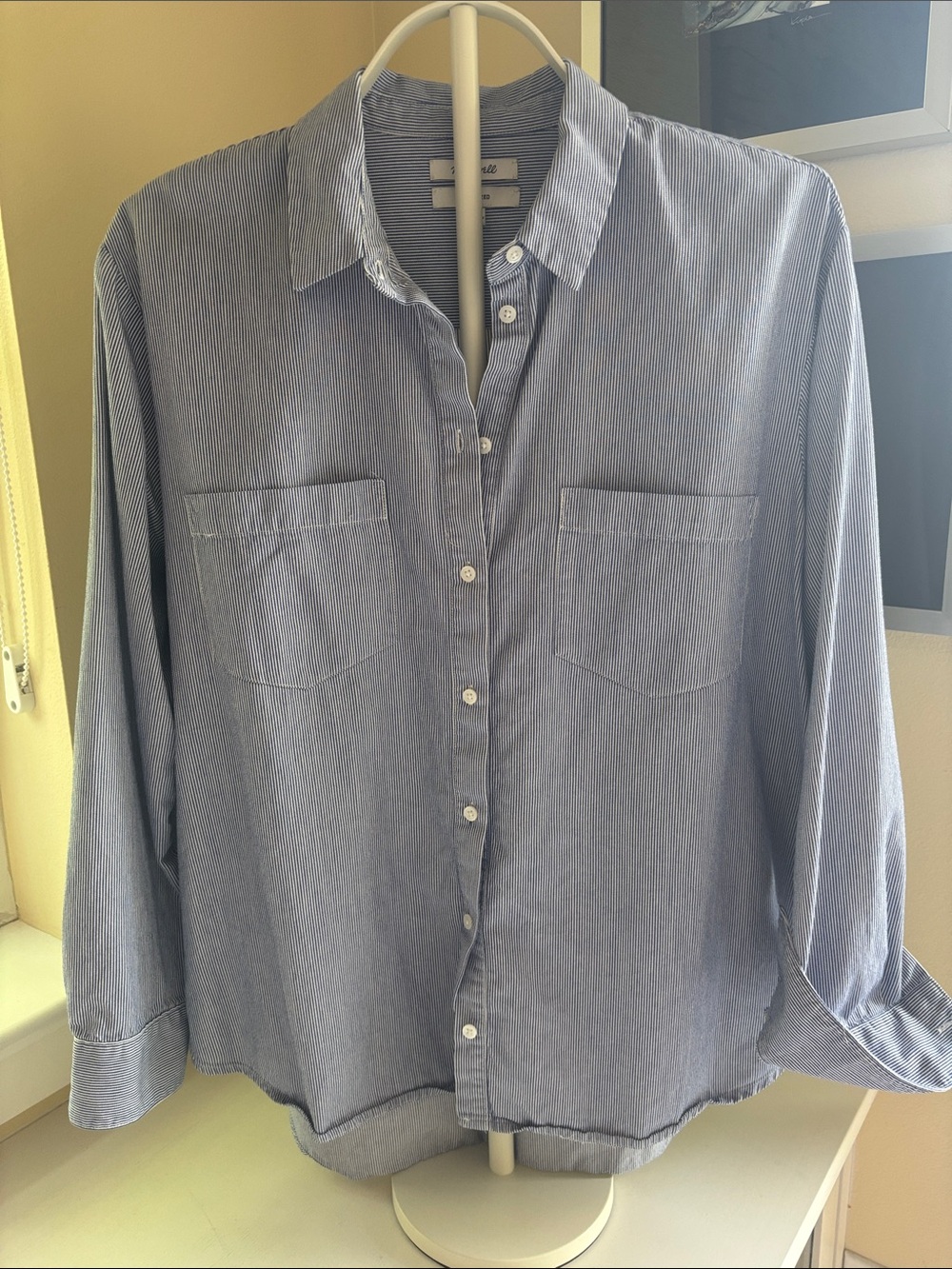Madewell Light Blue Pinstripe Relaxed Button-Front Blouse